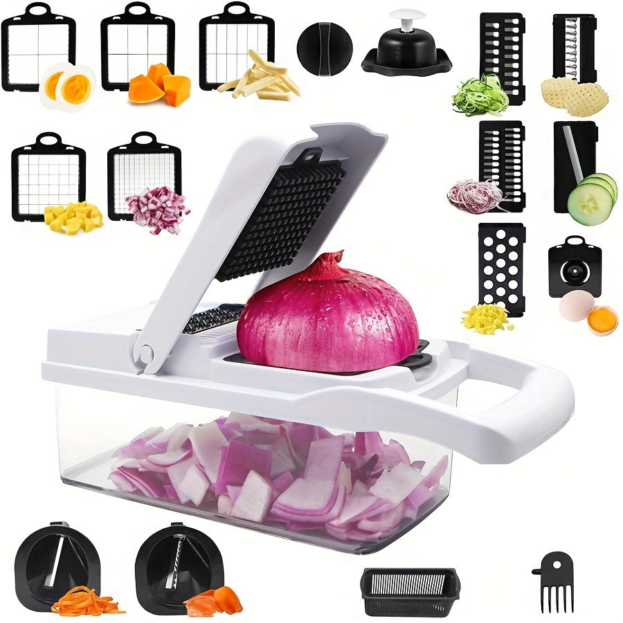 Ultimate 22-Piece Professional Multi-Blade Vegetable Chopper & Slicer Set - Effortless Meal Prep Made Easy