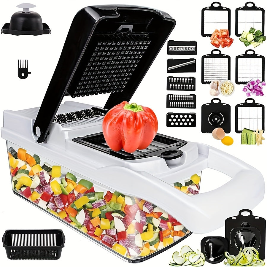 Ultimate 22-Piece Professional Multi-Blade Vegetable Chopper & Slicer Set - Effortless Meal Prep Made Easy