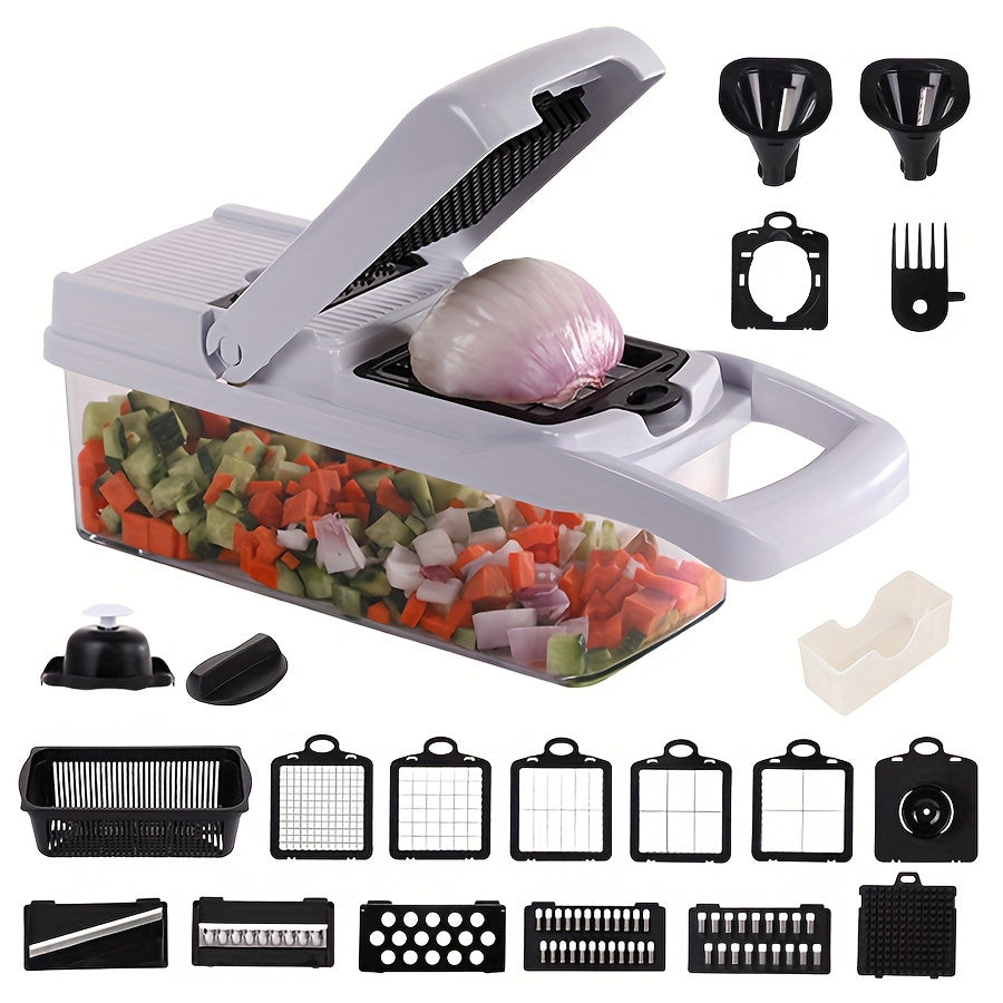 Ultimate 22-Piece Professional Multi-Blade Vegetable Chopper & Slicer Set - Effortless Meal Prep Made Easy